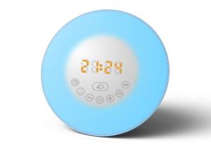 Bluetooth Colorful Wake Up Light Alarm Clock , FM Radio Function Sun Lamp Alarm Clock