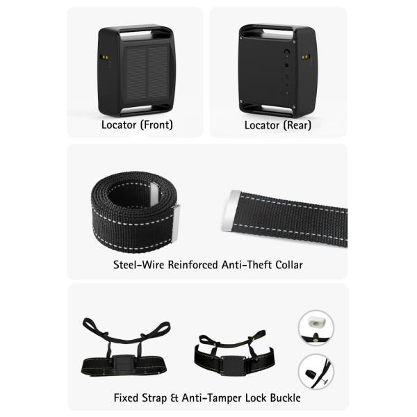 Solar-Powered Livestock Smart GPS Locator with Collar for Animal Cattle Sheep Horse Deer Camel Hunting Dog
