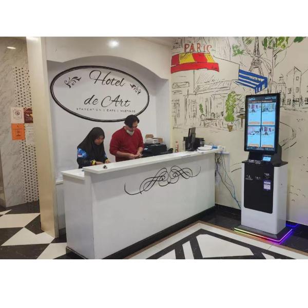 Buy Interactive Check In Counter Kiosk With Touchscreen Card Reader Power at wholesale prices