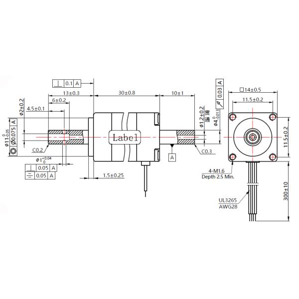 NEMA 6 High Precision Two Phase 4 Wire 14mm Hybrid Stepper Motor