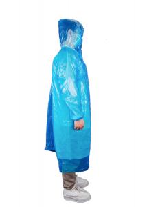 China Waterproof Disposable Transparent PE Plastic Raincoat With Long Sleeves And Hood on sale