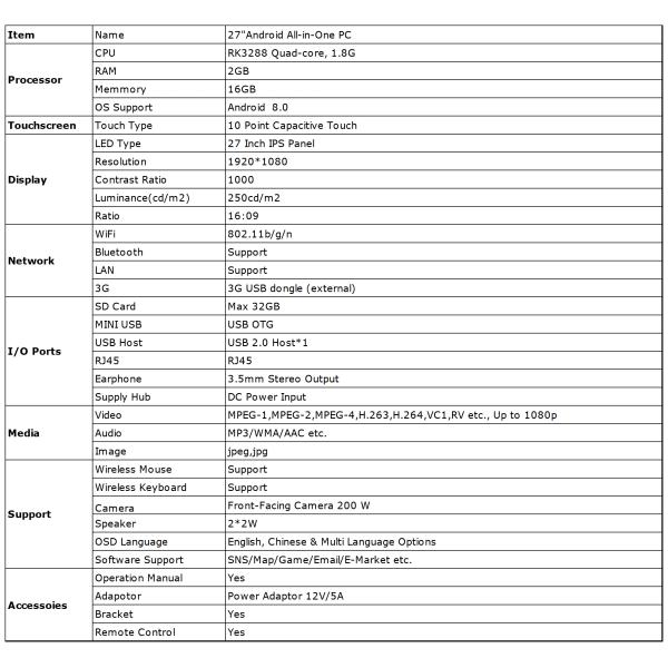 27 Inch RK3288 Touch All In One PC OEM Education Interactive Flat Panel Android