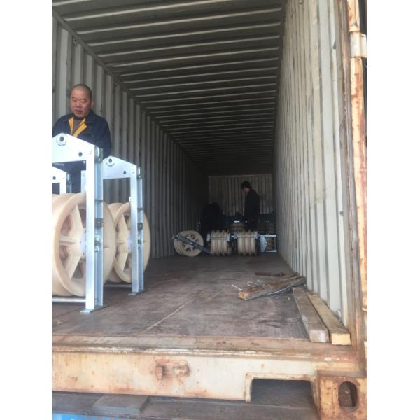 25KN Tandem Sheave Conductor Stringing Blocks With Nylon Wheel For 300-500sqmm
