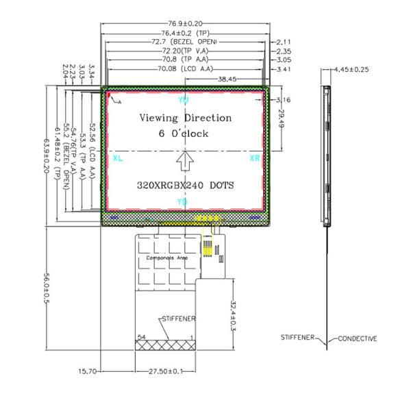 RGB Interface 3.5 Inch TFT LCD Screen 320x240 QVGA Landscape Type