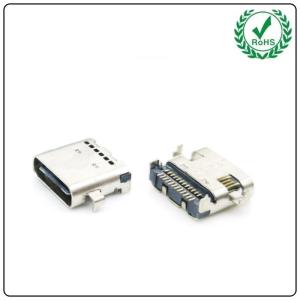 Quality USB-31S-F-04B 3.5A Current 24P USB 3.1 Type-C Female Receptacle Socket Right Angle PCB SMT Dual Row Tab Type C Female for sale