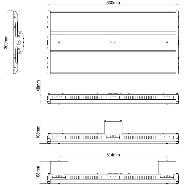 110W 140LM/W High Bay Linear LED Lights , 2FT LED Industrial High Bay Light