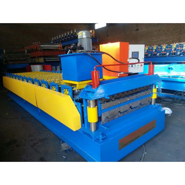 PLC Control Corrugated Sheet Roll Forming Machine , Corrugated Iron Roller Machine