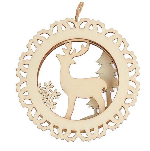 Unfinished Wood Laser Cut Reindeer Ornament Christmas Decoration
