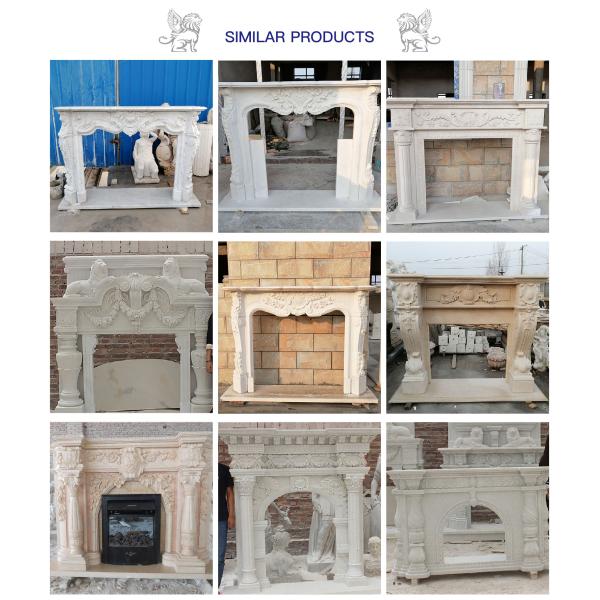 Marble Fireplace Stone Lions French Style Fireplace Mantel Beige Travertine Luxury Home Decor Modern Design