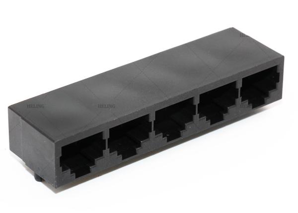 Buy Unshielded RJ45 Multi Port Jack Black Color 1 x 5 With 1.27 mm Terminal Pitch at wholesale prices