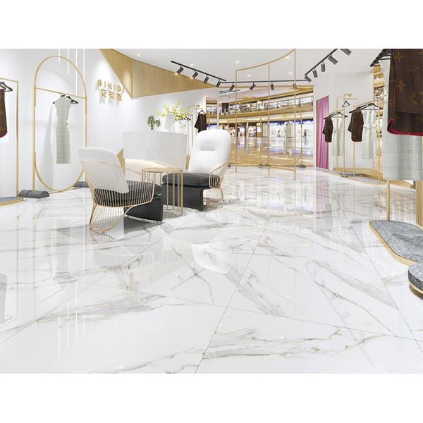 Calacatta White Marble Porcelain Floor Tiles 800x800mm Gold Lines