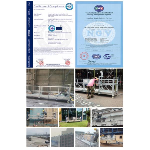 5 years warranty zlp630/zlp800 suspended work platform / lifting gondola / hanging scaffolding for building maintenance