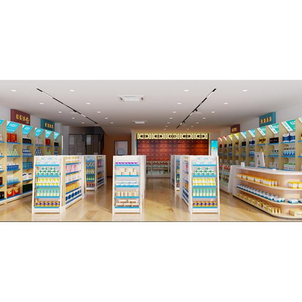 Modern Medical Store Display Rack Gondola 4-8 Layers 30-50kg Each Layer Capacity