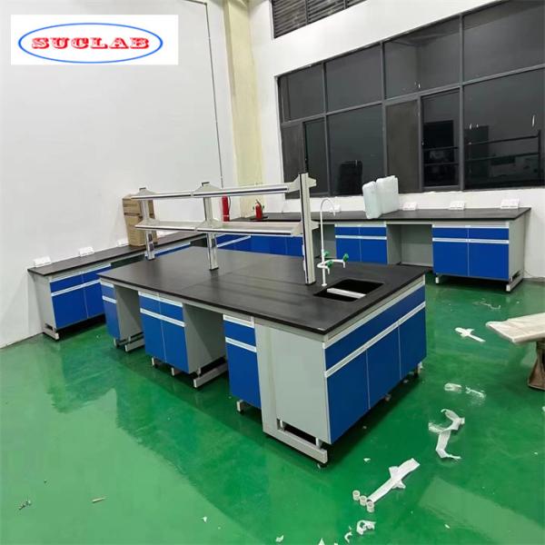 Buy Chemistry Lab Workbench with Drawing Specifications Handles Hooks Lights at wholesale prices