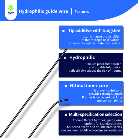 Adjustable Hydrophilic Coated Guidewire Straight Radiopaque Visible Tip