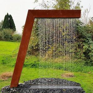 China Tall 8ft Corten Steel Rain Curtain Water Feature Garden SGS Rusty on sale