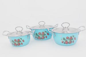 China 6pcs Colorful pot set grade steel nonstick soup pot flower coating deep casserole pot on sale