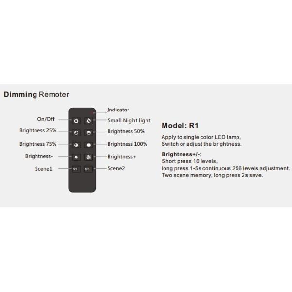 2.4G RF R1 Remote Triac White Led Dimmer Switch Manual Knob For Commercial