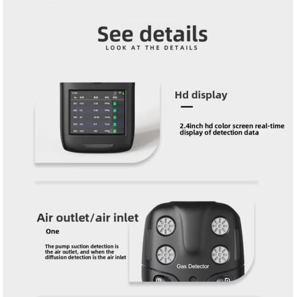 1 Million Data Storage Combined Gas Detector for Hazardous Environments Multi Gas Meter