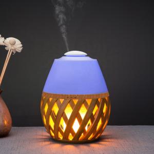 Quality Bamboo Portable Cool Mist LED Flame Lamp Bluetooth Speaker for sale