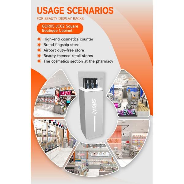 GDR05-JC02 Beauty Display Rack with Translucent Light Panel and Glass Cabinet for High-end Cosmetics Specialty Store