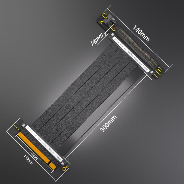 Custom PCI-E 4.0 Riser Extension Cable Black 16x Shielded For GPU