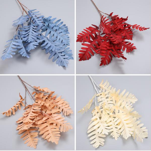 Artificial Big Cypress Leaf Branch 92cm Length Plastic Fabric Wedding Background