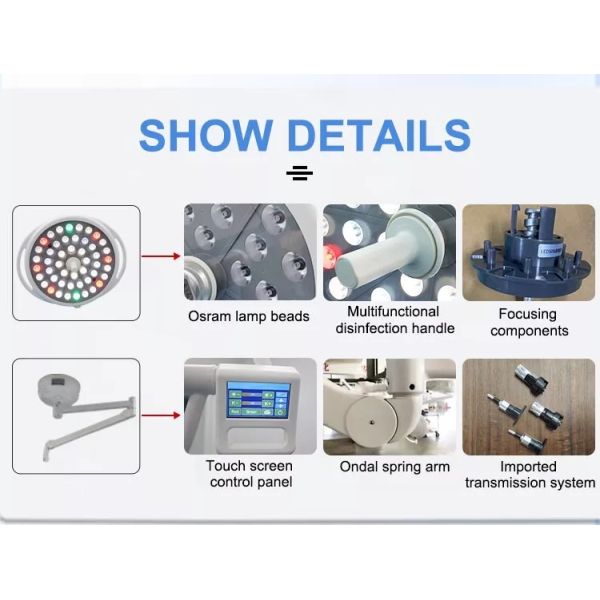 80W Wall Mounted LED Surgical Light Double Dome 5000k For Operation Room
