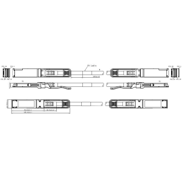 Juniper Compatible Direct Attach Copper Cable SFF-8436 ROHS Compliant
