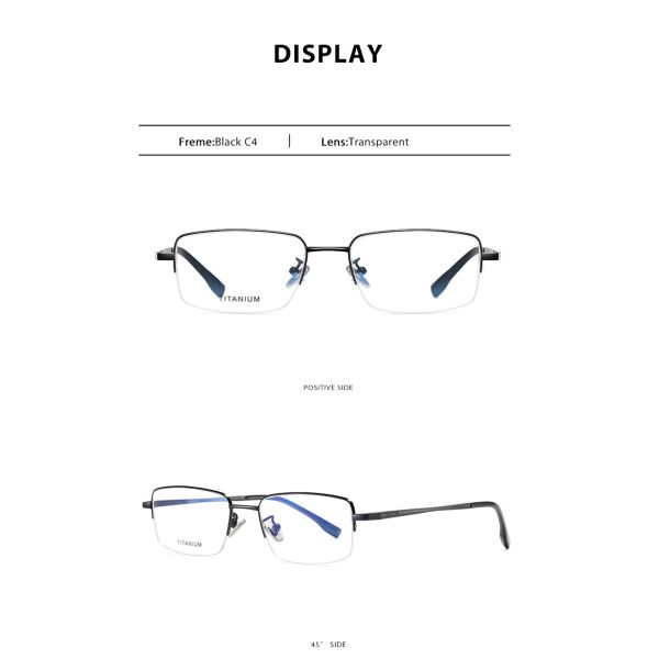 Optical Titanium Metal Glasses Flexible , Men Women Half Rim Glasses