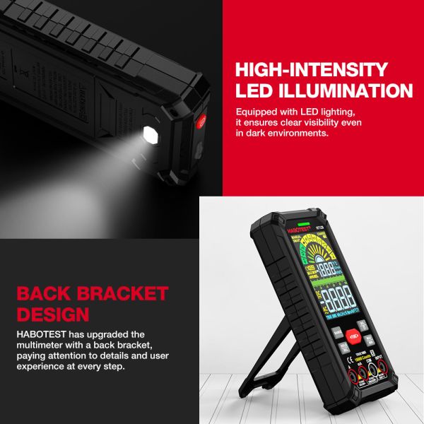 HT129 10000 Counts Digital Multimeter Smart Anti-burn DC AC Voltage Current True RMS Voltmeter Rechargeable Multitester