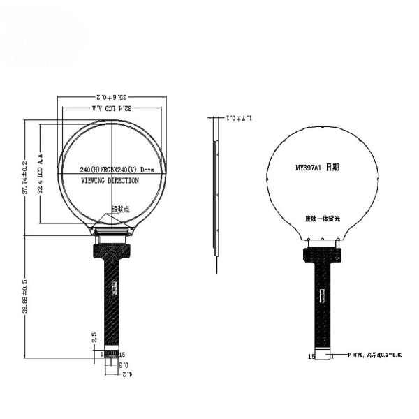1.28 Inch Round LCD TFT Display Module With Fully Automatic Equipment For Efficiency And Stability