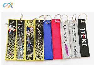 China Personalized Woven Keychain With Logo , Custom Fabric Keychains Rectangle Shape on sale