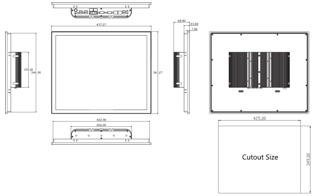 Panel Mount Fanless Embedded Touch PC 19 Inch Square Screen For Industrial Automation