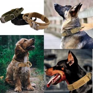 China Tactical Dog Collar Military Dog Collar Nylon Dog Collar Heavy Duty Metal Buckle with Handle for Dog Training on sale