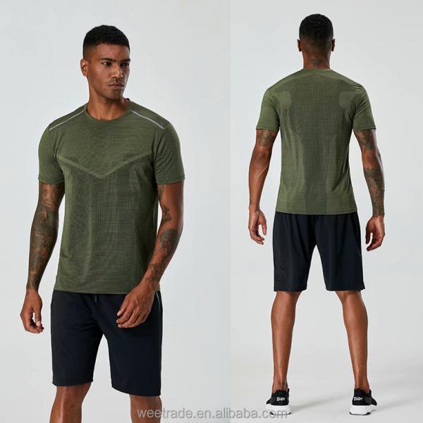 Fashion quick drying fitness gym tshirt clothes sport running short sleeve shirt for men