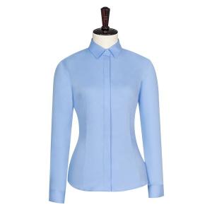 China Slim Fit Bamboo Fiber Formal Shirt For Women Women's Blouses Shirts With Stand Collar on sale