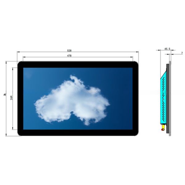 1920*1080 21.5 inch led backlight pos touch screen lcd pop up display with mini PC Win11/Android/ Linux OS