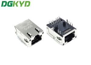China 8p12 Rj45 Pcb Jack Shielded 1 Port RJ45 Modular Socket PA66 With LED on sale