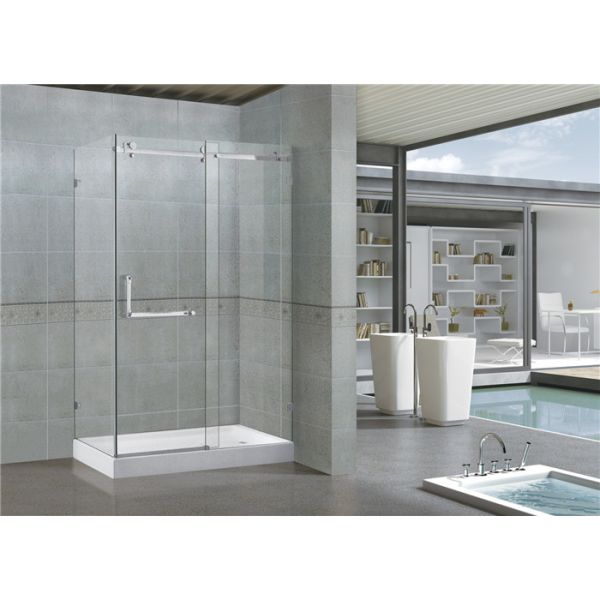 Customized Rectangle Sliding Shower Doors 8 / 10 MM Clear / Printed Glass SGCC Certification