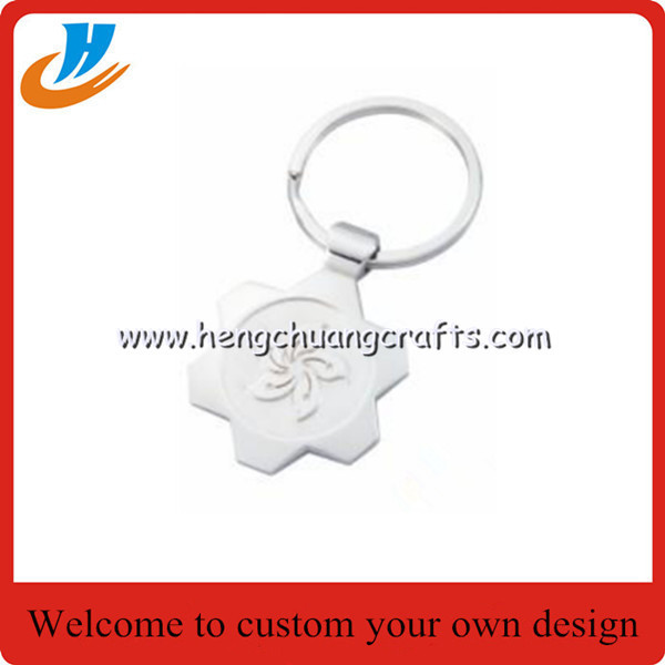 Metal painted four leaf clover pendant key rings, metal 4-leaf clover drop charm keychains