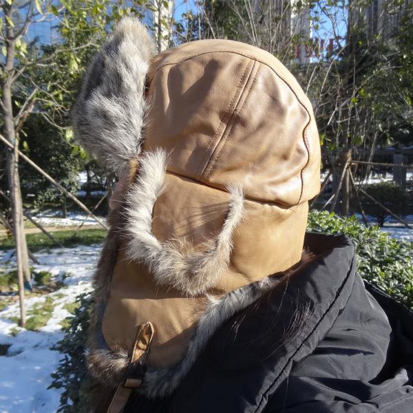 Custom Aviation Shearling Trapper Hat Earflap Rabbit Fur Trim Ushanka Hats