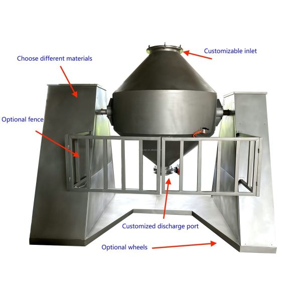 Pet Food Double Cone Blender 100L Double Cone Mixer 15rpm