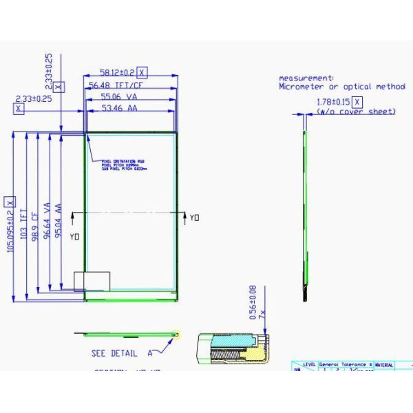 MIPI Interface 4.3 Inch IPS LCD Display Module 540x960 LCD Panel 350 Cd/M2