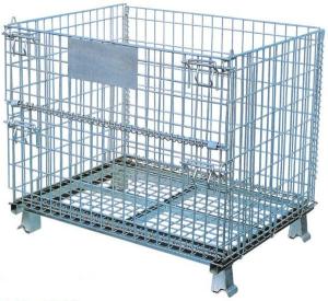 Quality Foldable Logistics Wire Mesh Storage Containers With 1/2 Front Drop Gate for sale