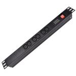 6 Way IEC Type PDU Extension Socket With On/Off Switch, Overload Protector