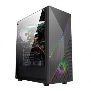 China ETEK - PC Mid Tower Case Irregular and Mesh Front Panel with ARGB LED Strip,Tempered Glass Side Panel, Top I/O Panel on sale