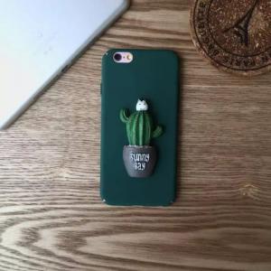 China Hard PC DIY Green Cactus Potted Plant Pasted Cell Phone Case Cover For iPhone 6 6s Plus on sale