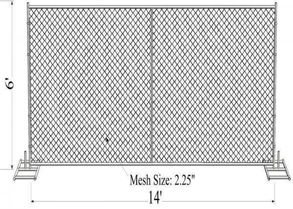 chain link temporary construction fence panels 6FT X 10F Mesh 2 3/8 " x 2 3/8" ( 60mm x 60mm ) x 12 gauge wire