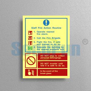 China Photoluminescent Simultaneous Evacuation Printable Fire Action Notice Sign on sale
